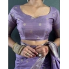 Women's Satin Printed Saree With Unstitched Blouse 5.5Mtr (Purple)