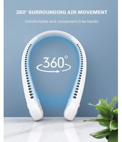 Plastic USB Rechargeable Wearable Neck Fan