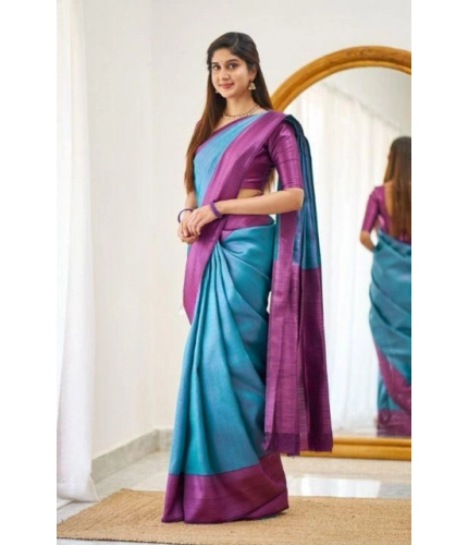 Women's Soft Lichi Silk Printed Saree With Unstitched Blouse 5.5Mtr (Sky-Blue) Women's Soft Lichi Silk Printed Saree With Unstitched Blouse 5.5Mtr (Sky-Blue)
