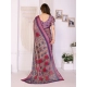 Women's Linen Cotton  Printed Saree With Unstitched Blouse 5.5Mtr (Wine )