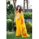 Women's Georgette  Printed Saree With Unstitched Blouse 5.5Mtr (Yellow)