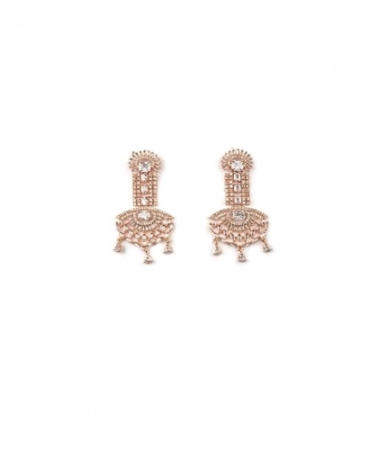 Women's Brass Silver Plated Drop Earrings (White)