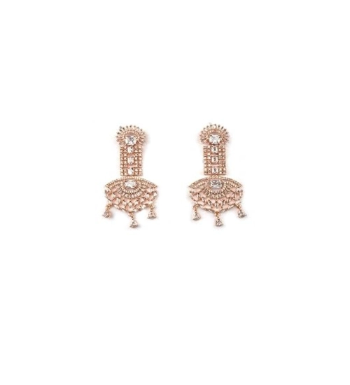 Women's Brass Silver Plated Drop Earrings (White)