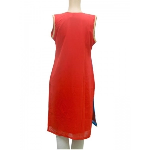 Generic Women's Synthetic Kurtis (Red, Blue, M)