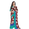 Womens Geogrette Saree with Blouse Digital Printed Saree (Brown, 6.25 Mtr)