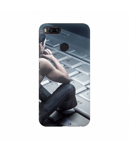 Man Sitting in Keyboard Mobile Case Cover