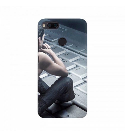 Man Sitting in Keyboard Mobile Case Cover