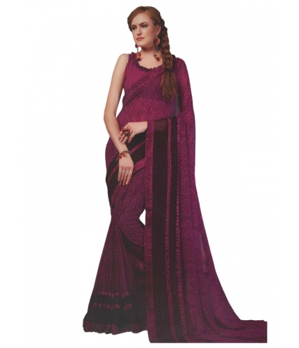 Womens Georgette Digital Printed Saree (Purple, 6.25 Mtr)