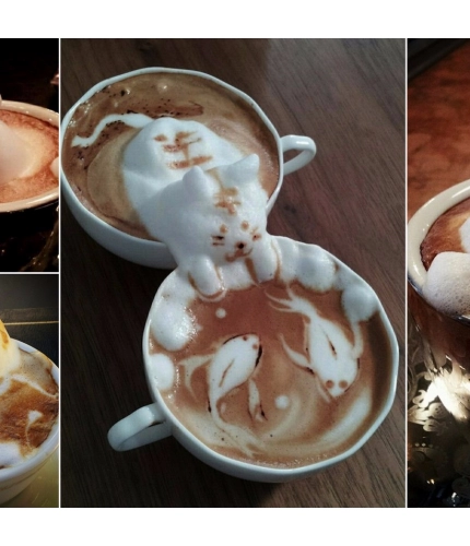 Coffee Cup with Cat and Fish Mobile Case Cover