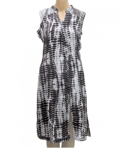 Women's Rayon Kurtis (Black, White, L)