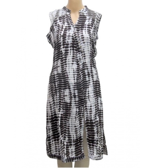 Women's Rayon Kurtis (Black, White, L)