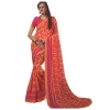 Womens Georgette Digital Printed Saree (Dark Pink, Orange, 6.25 Mtr) Womens Georgette Digital Printed Saree (Dark Pink, Orange, 6.25 Mtr)