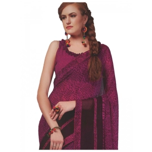 Generic Womens Georgette Digital Printed Saree (Purple, 6.25 Mtr)