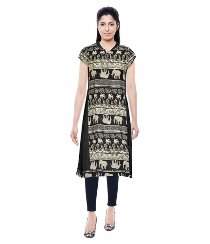 Women's Rayon Kurtis (Blck, L)