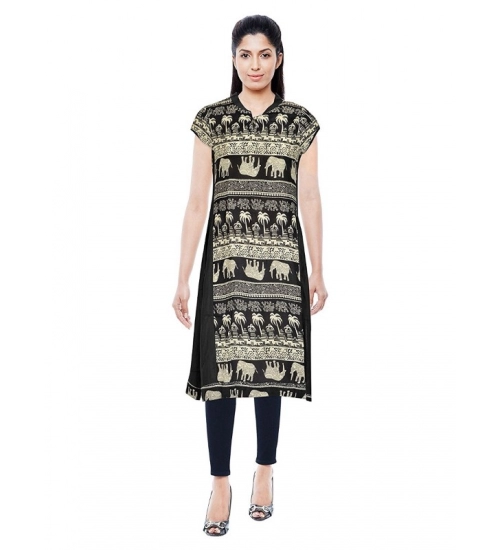 Women's Rayon Kurtis (Blck, L)