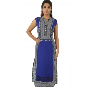 Generic Women's Cotton Mix Kurtis (Black, L)