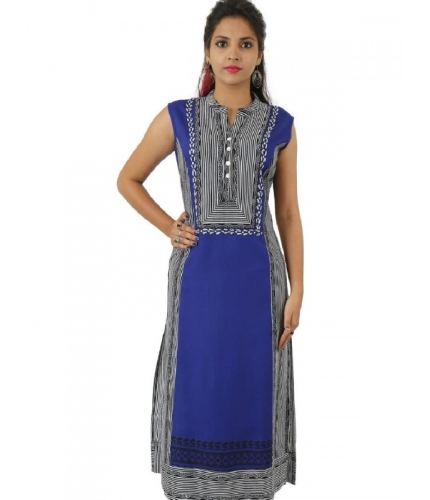 Women's Cotton Mix Kurtis (Black, L)