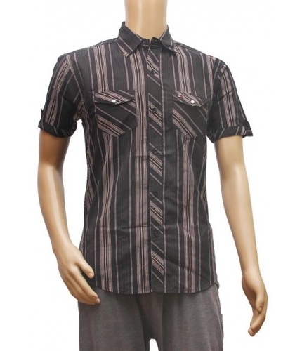 Mens Poly Casual Men Shirts (Black, Grey, L)