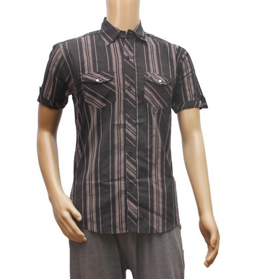 Mens Poly Casual Men Shirts (Black, Grey, L)