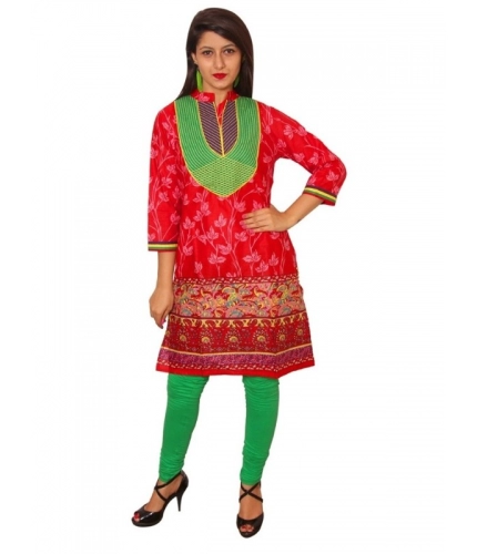 Women's Cotton Kurtis (Red, M)
