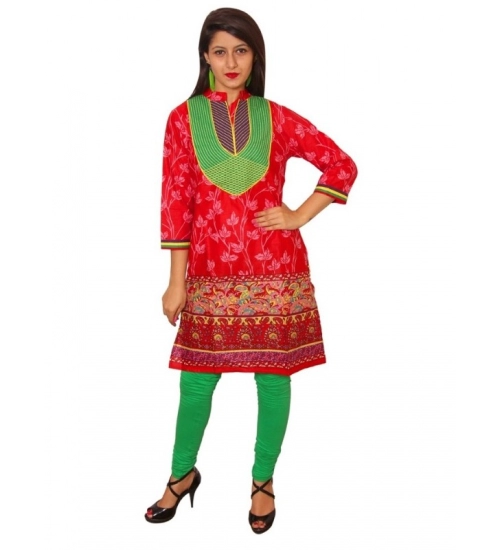Women's Cotton Kurtis (Red, M)