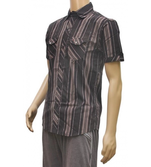 Mens Poly Casual Men Shirts (Black, Grey, L)