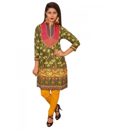 Women's Cotton Kurtis (Green, XL)