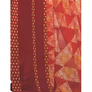 Generic Womens Georgette Digital Printed Saree (Red, 6.25 Mtr)