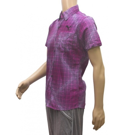 Mens Cotton Mix Casual Men Shirts (Violet, L)