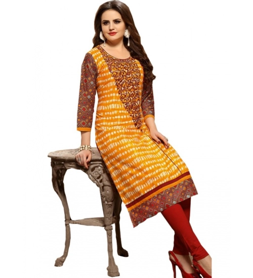 Women's Cotton Kurtis (Orange, Multi, XL)