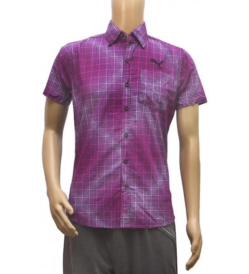 Mens Cotton Mix Casual Men Shirts (Violet, L)