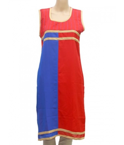 Women's Synthetic Kurtis (Red, Blue, M)