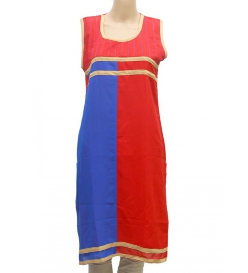 Women's Synthetic Kurtis (Red, Blue, M)