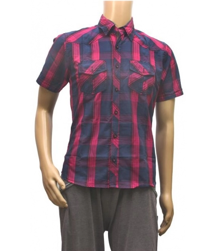 Mens Cotton Casual Men Shirts (Blue, Purple, M)