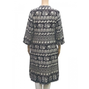 Generic Women's Rayon Kurtis (Black, White, M)