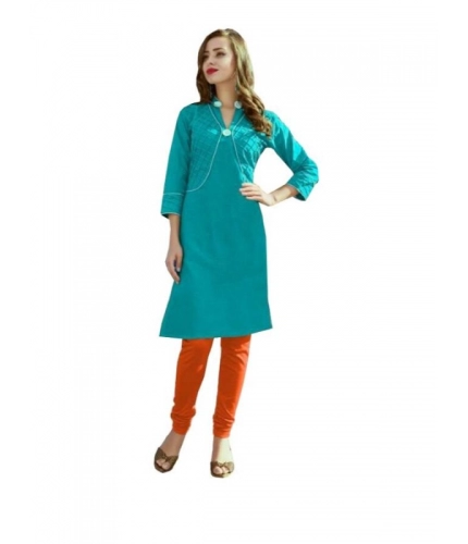 Women's Cotton Kurtis (Blue, L)