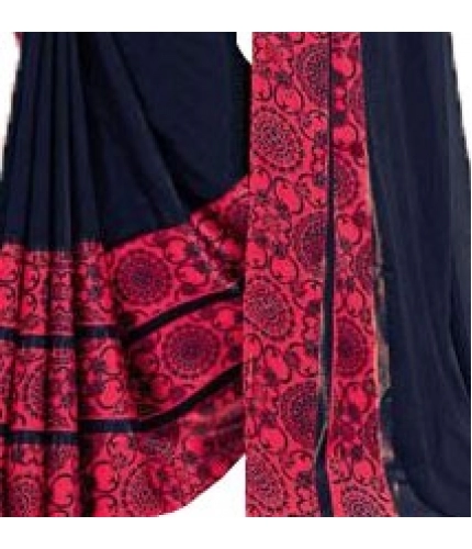 Womens Georgette Digital Printed Saree (Navy Blue, 6.25 Mtr) Womens Georgette Digital Printed Saree (Navy Blue, 6.25 Mtr)
