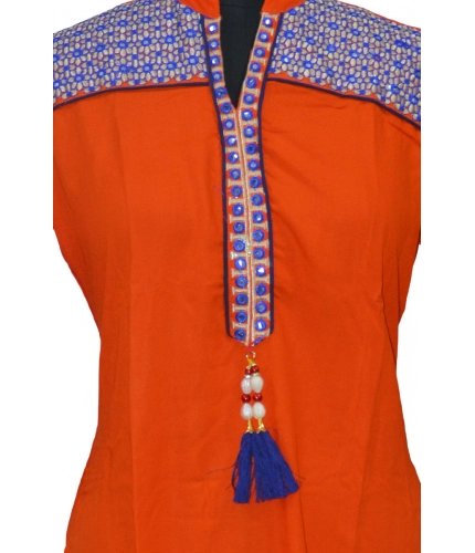 Women's Rayon Kurtis (Orange, XXL) Women's Rayon Kurtis (Orange, XXL)
