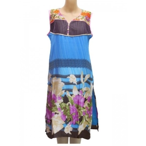 Generic Women's Synthetic Kurtis (Blue, M)
