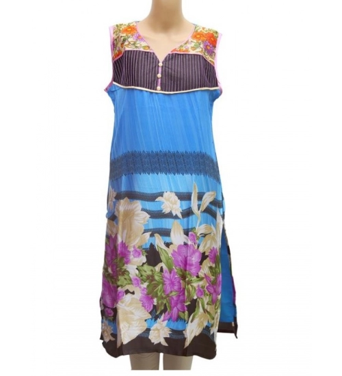 Women's Synthetic Kurtis (Blue, M)