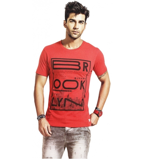 Mens Hosiery Printed Men Tshirts (Red, S)