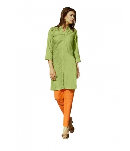 Women's Cotton Kurtis (Green, L)