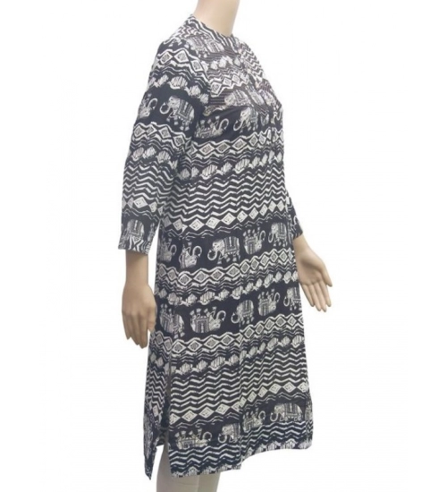Women's Rayon Kurtis (Black, White, M)