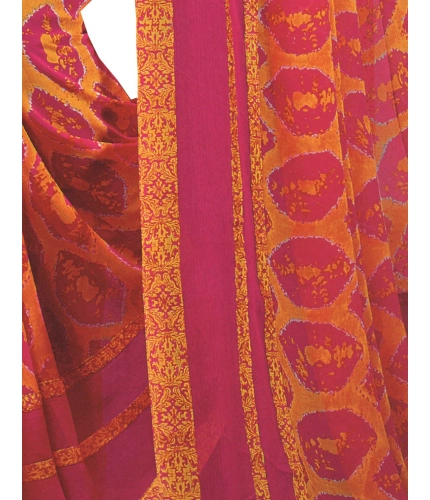 Womens Georgette Digital Printed Saree (Dark Pink, Orange, 6.25 Mtr) Womens Georgette Digital Printed Saree (Dark Pink, Orange, 6.25 Mtr)