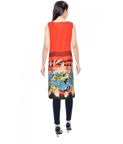 Women's Synthetic Kurtis (Orange, L) Women's Synthetic Kurtis (Orange, L)