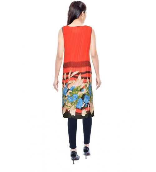 Women's Synthetic Kurtis (Orange, L)