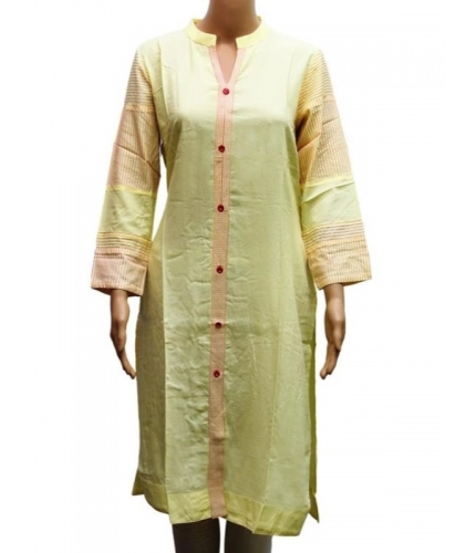 Women's Rayon Kurtis (Lemon Yellow, XL)