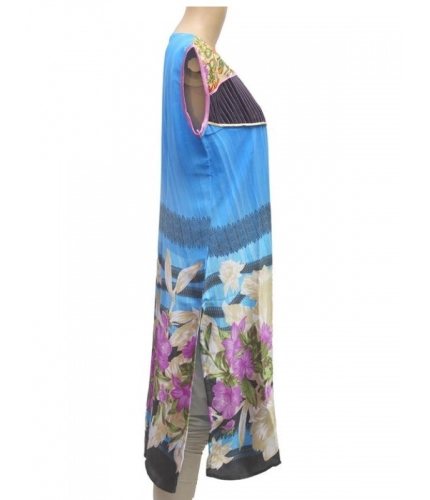 Women's Synthetic Kurtis (Blue, M) Women's Synthetic Kurtis (Blue, M)