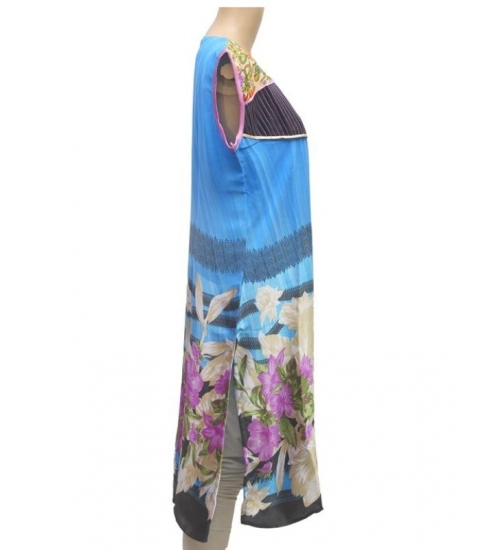 Women's Synthetic Kurtis (Blue, M)