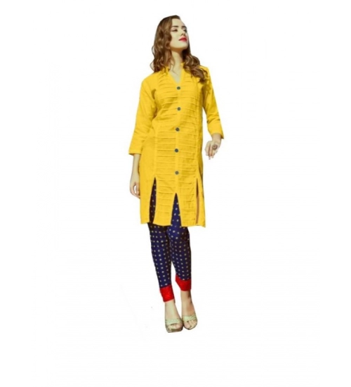 Women's Cotton Kurtis (Yellow, L)